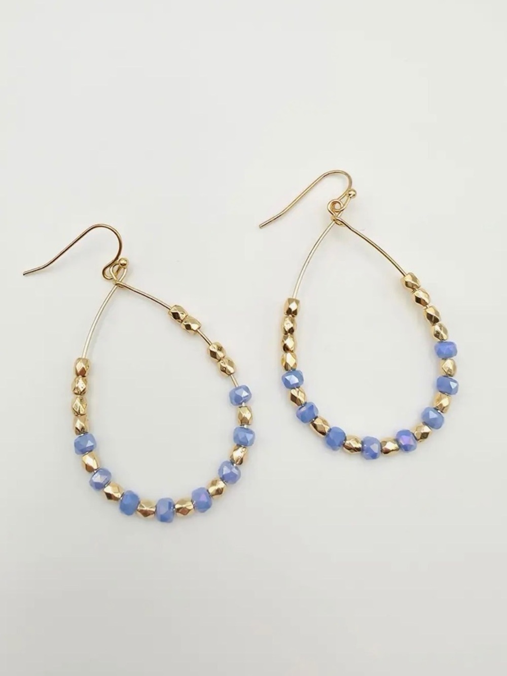 Blue Beaded Teardrop Hoop Earrings (7797) - Picture 2 of 3